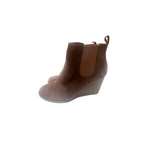 Lucky Brand Womens Brown Suede Wedge Ankle Boots Size 7
